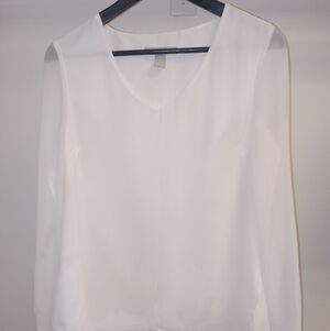 Banana Republic White V-Neck Long Sleeve Blouse